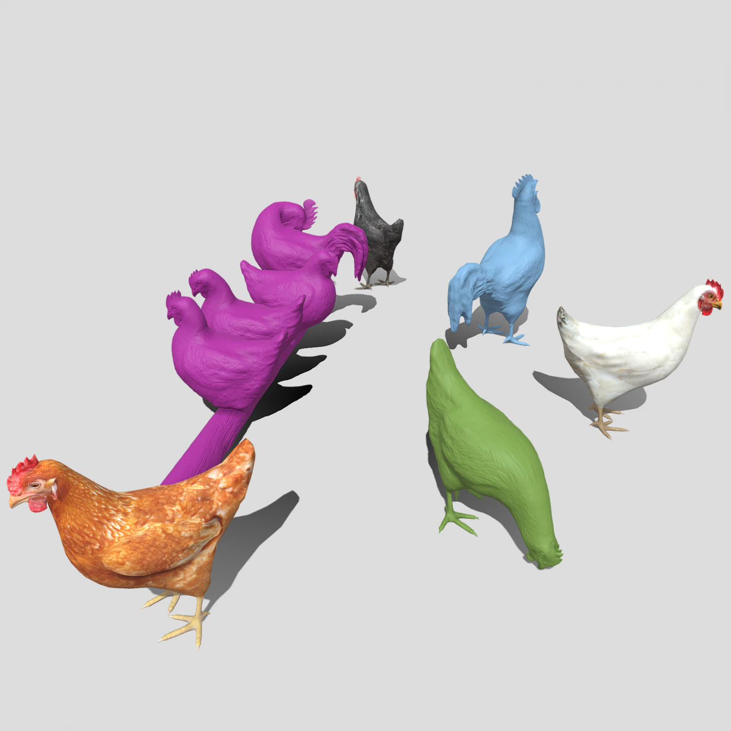 Chickens for 3d printing 3D Model .c4d .max .obj .3ds .fbx .stl .blend 