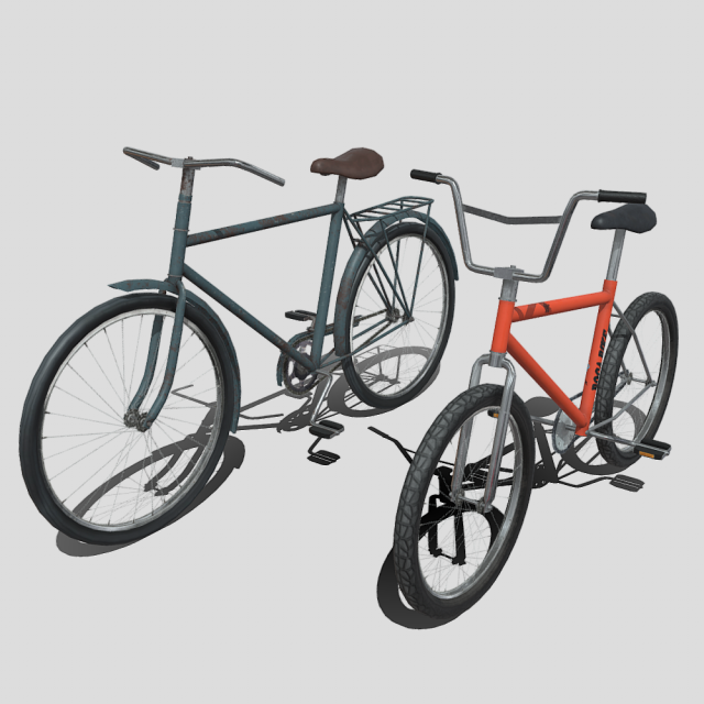 Two low poly bikes 3D Model .c4d .max .obj .3ds .fbx .stl .blend 