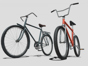Two low poly bikes 3D Model