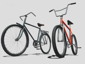 Two low poly bikes 3D Model