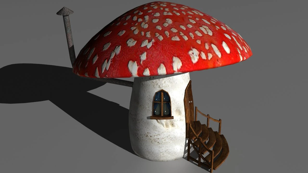 mushroom house 3D Model .c4d .max .obj .3ds .fbx .stl .blend 