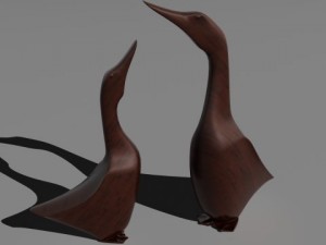 carved wooden ducks 3D Model