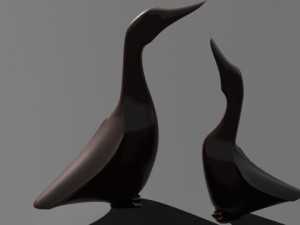 carved wooden ducks 3D Model