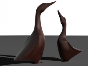 carved wooden ducks 3D Model
