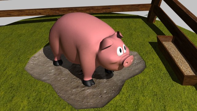 pig in pen 3Dモデル .c4d .max .obj .3ds .fbx .stl .blend 