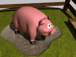 свинья в загоне 3D Модель