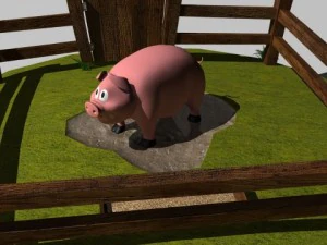 pig in pen 3D Model