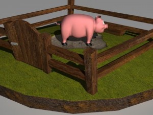 pig in pen 3Dモデル