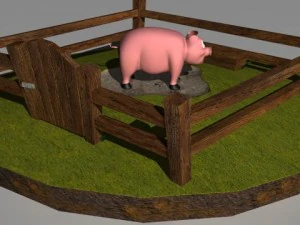 pig in pen 3D Model