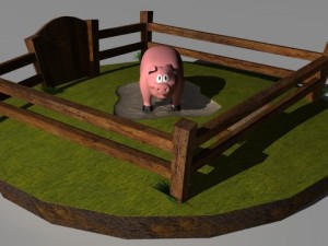 pig in pen 3Dモデル