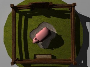 pig in pen 3Dモデル