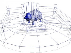 pig in pen 3Dモデル