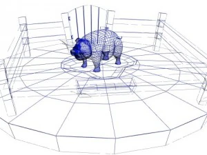 pig in pen 3D Model