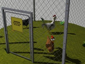 chickens in coop Model 3D