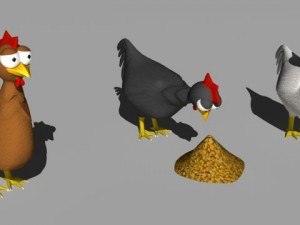 chickens in coop Model 3D