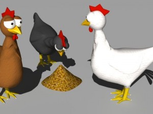 chickens in coop Model 3D
