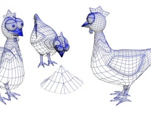 chickens in coop Model 3D