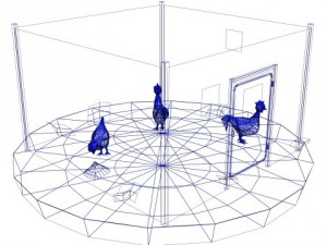 chickens in coop Model 3D