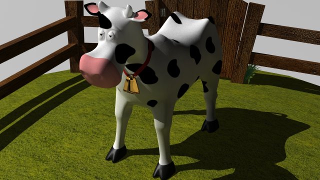 cartoon cow in pen 3D मॉडल .c4d .max .obj .3ds .fbx .stl .blend 
