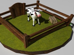 cartoon cow in pen 3D मॉडल
