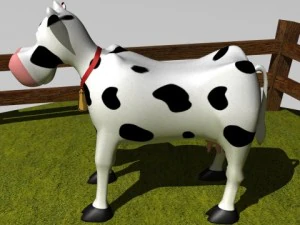 cartoon cow in pen 3D Model