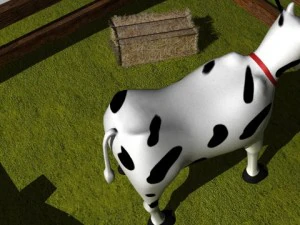 cartoon cow in pen 3D Model