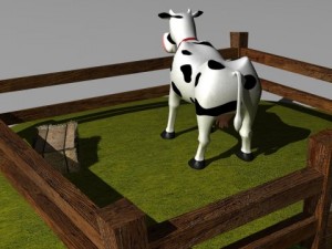 cartoon cow in pen 3D मॉडल