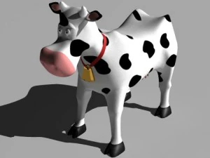 cartoon cow in pen 3D Model