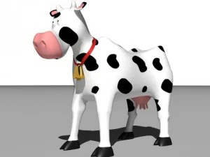 cartoon cow in pen 3D Model
