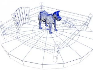 cartoon cow in pen 3D Model