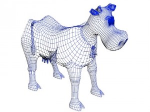 cartoon cow in pen 3D मॉडल