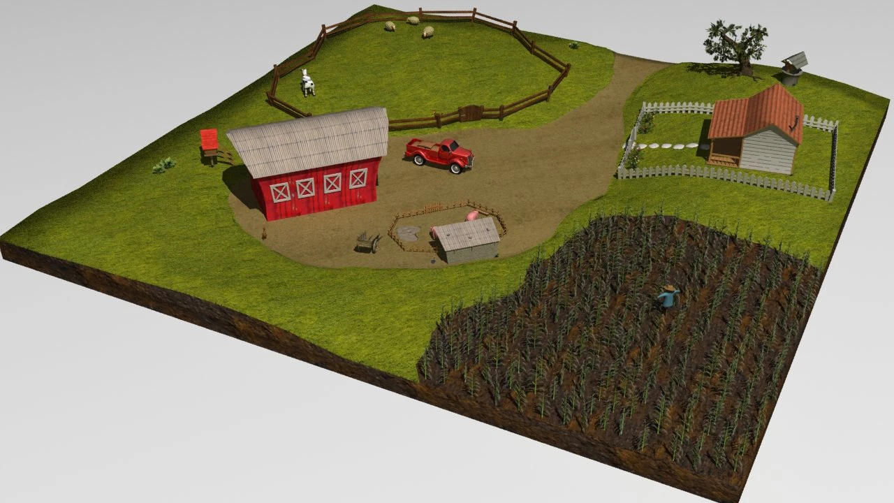 cartoon farm 3D Model .c4d .max .obj .3ds .fbx .stl .blend 