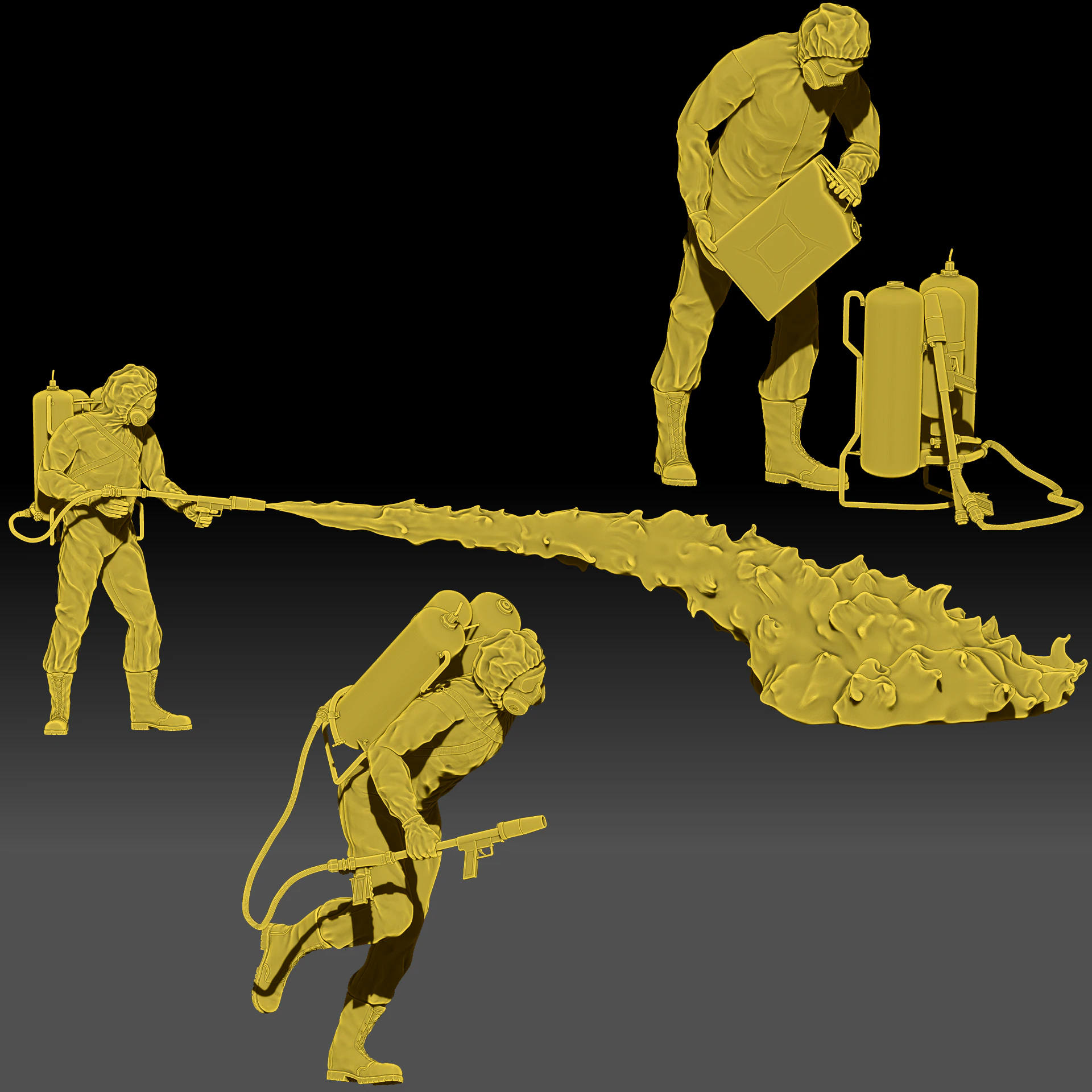 Flamethrower soldiers 3D Print Model .c4d .max .obj .3ds .fbx .stl .blend