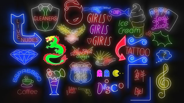 Neon sign collection 2 3Dモデル .c4d .max .obj .3ds .fbx .stl .blend 
