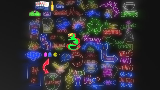 Neon signs collection 3 3D 模型 .c4d .max .obj .3ds .fbx .stl .blend 