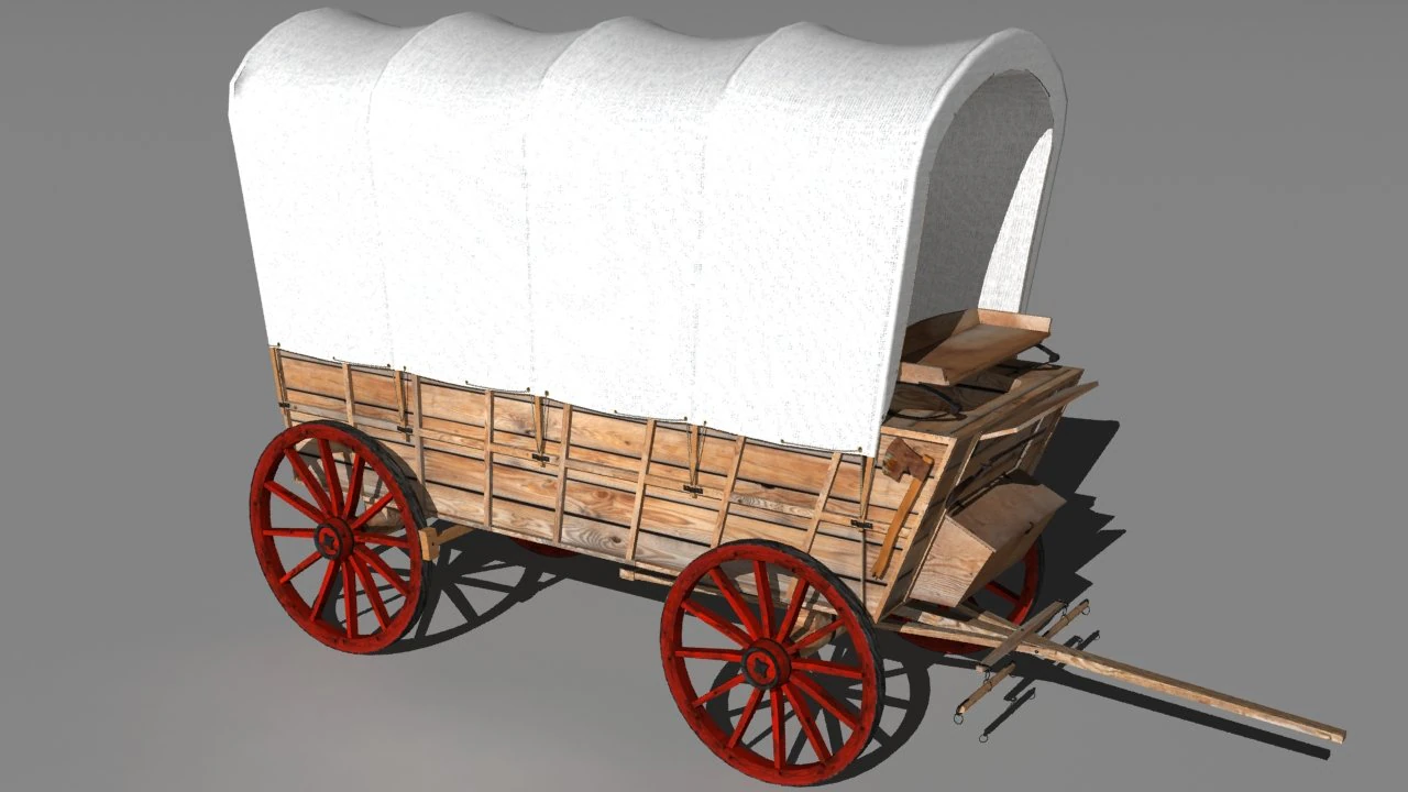 covered wagon 3D Model .c4d .max .obj .3ds .fbx .stl .blend 