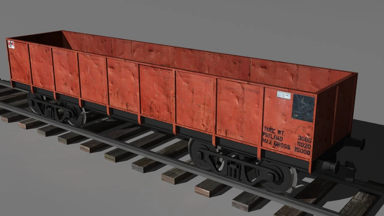 open freight car 3D Model .c4d .max .obj .3ds .fbx .stl .blend 