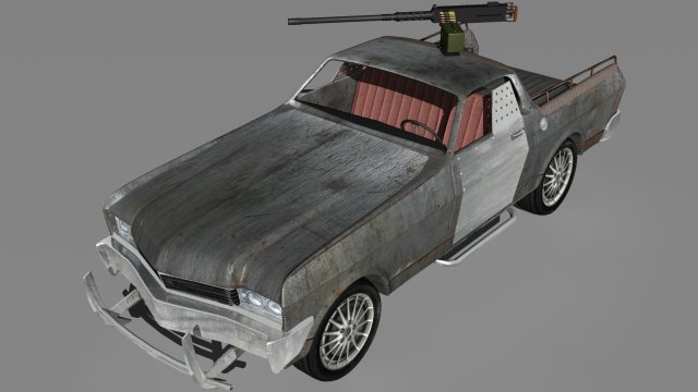 custom el camino with mounted machine 3D Model .c4d .max .obj .3ds .fbx .stl .blend 