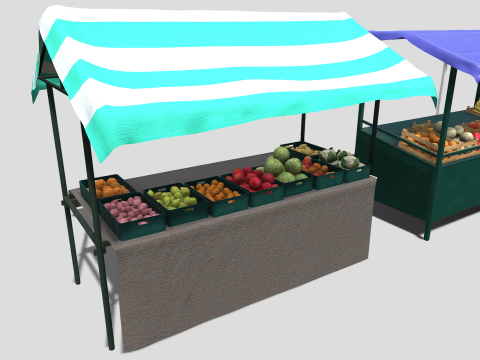 Green market stalls Modello 3D