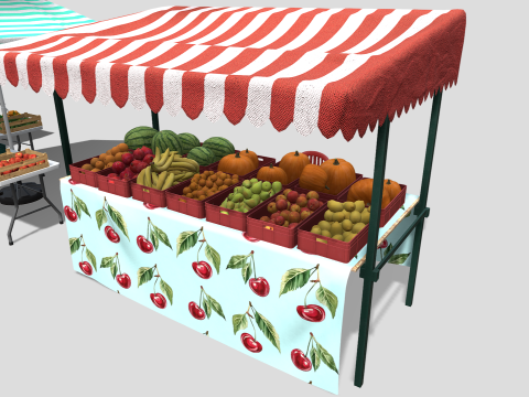 Green market stalls Modello 3D
