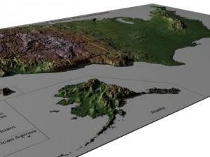 usa painted relief 3D Model