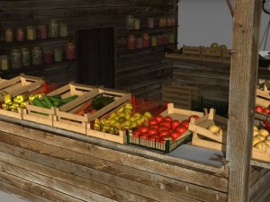 fruit and vegetable stand 3D 모델