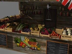 fruit and vegetable stand 3D 모델