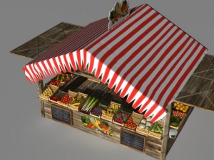 fruit and vegetable stand 3D 모델