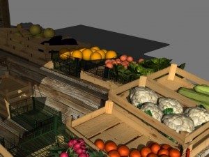 fruit and vegetable stand 3D 모델