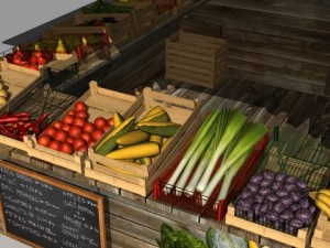 fruit and vegetable stand 3D 모델