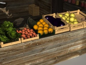 fruit and vegetable stand 3D 모델