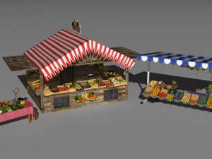 3 farmers market stands 3D Model