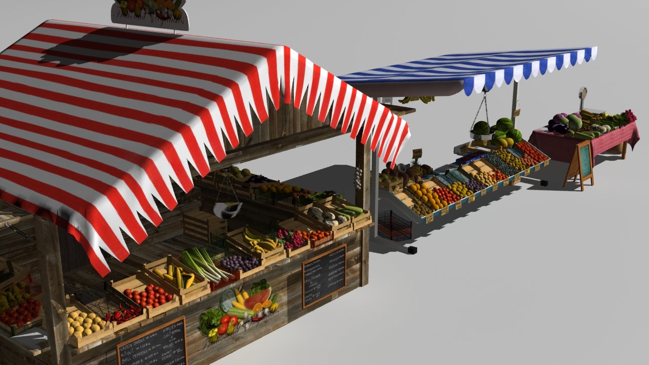 3 Farmers Market Stands 3d Model In Buildings 3dexport