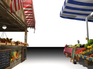 3 farmers market stands 3D Model
